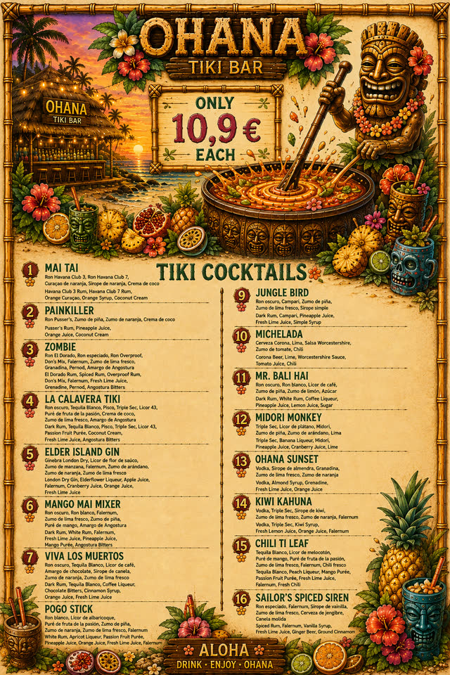 Cócteles tiki — 10,9 € cada uno